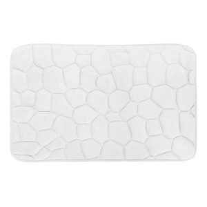 a28-row-0114 Alfombrilla de baño con relieve de piedra 45 x 70 cm, blanco|45X70深石头纹地垫-白色