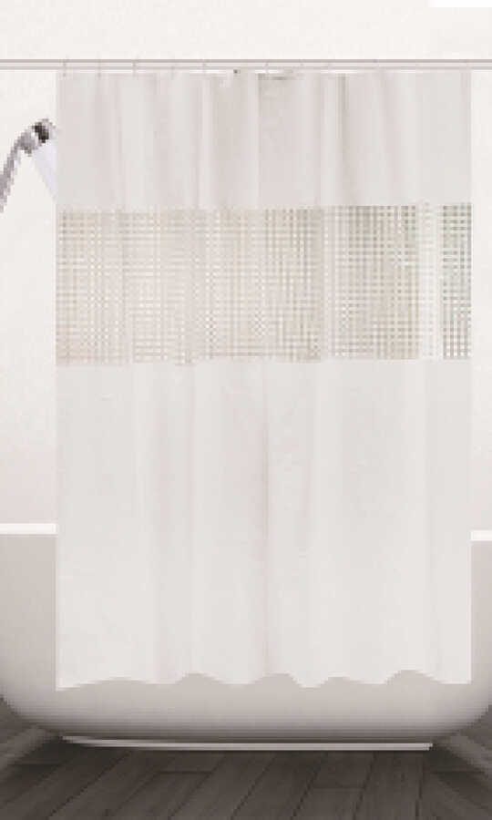 Cortina de ducha de paneles combinados 180 x 200 cm, blanco｜180x200 拼接浴帘-白色